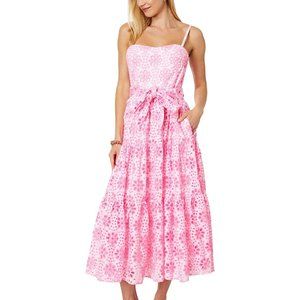 Lilly Pulitzer Edith Belted Eyelet Cotton Midi-Dress, NWT, Size 6